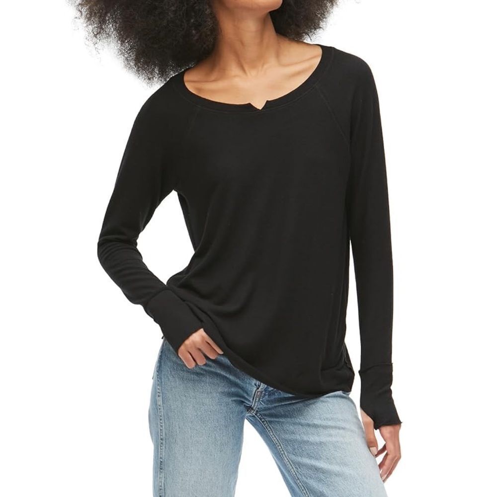 Anthropologie Michael Stars Treasure Notch Long Sleeve Shirt Black Women’s XS